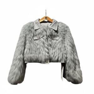 Shengbana Grey Fox Fur Cropped Jacket – NWT